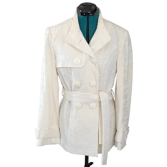 mac & jac Off-White Double-Breasted Trench Coat - Picture 8 of 8